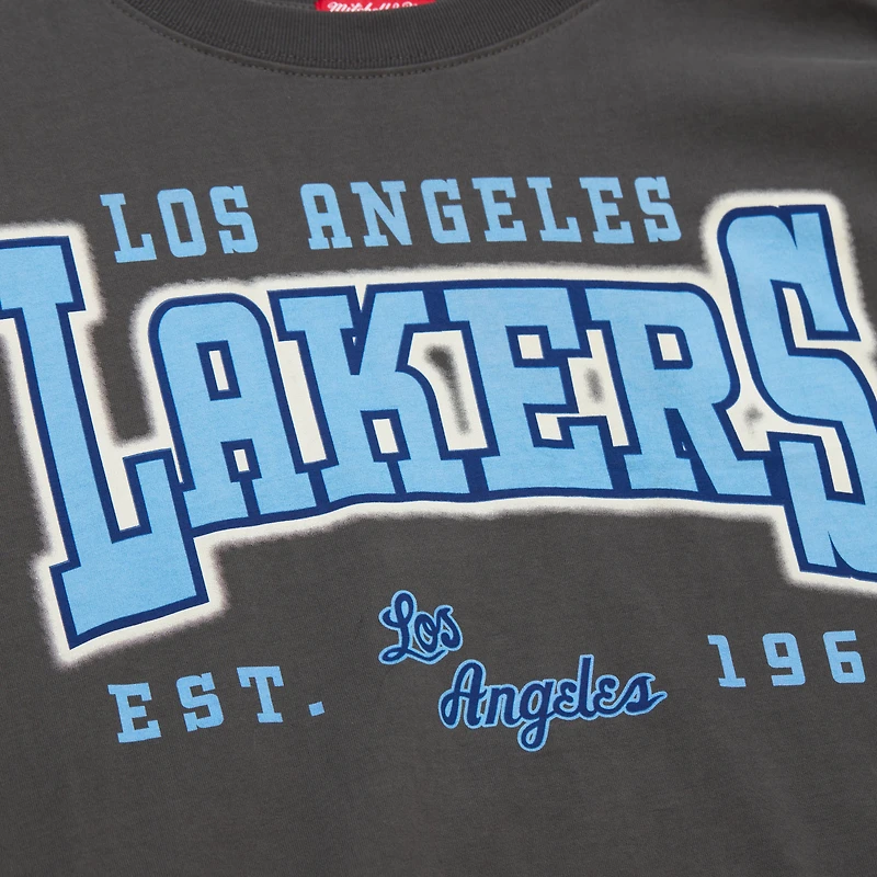 Women's Mitchell & Ness Charcoal Los Angeles Lakers Hardwood Classics Oversized Boyfriend T-Shirt