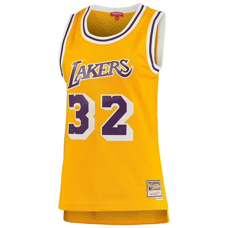 Women's Mitchell & Ness Magic Johnson Gold Los Angeles Lakers 1984/85 Hardwood Classics Swingman Jersey