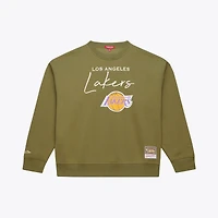 Women's Mitchell & Ness  Olive Los Angeles Lakers Lightweight Script Sweatshirt
