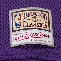 Women's Mitchell & Ness  Purple Los Angeles Lakers Hardwood Classics Henley Mesh Long Sleeve Cropped Top