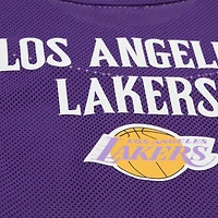 Women's Mitchell & Ness  Purple Los Angeles Lakers Hardwood Classics Henley Mesh Long Sleeve Cropped Top