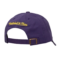 Casquette ajustable micro gaucher violette Mitchell & Ness des Los Angeles Lakers pour femme