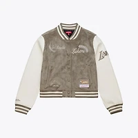 Veste universitaire Mitchell & Ness beige Los Angeles Lakers pour femme, à boutons-pression.