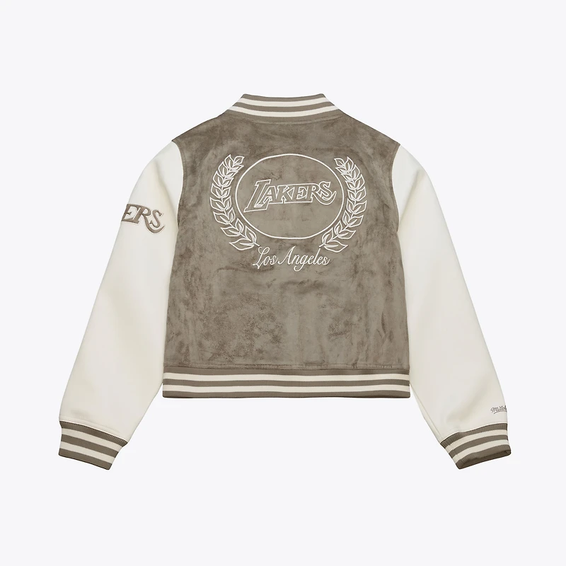 Women's Mitchell & Ness Tan Los Angeles Lakers Varsity Full-Snap Jacket