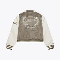Women's Mitchell & Ness  Tan Los Angeles Lakers Varsity Full-Snap Jacket