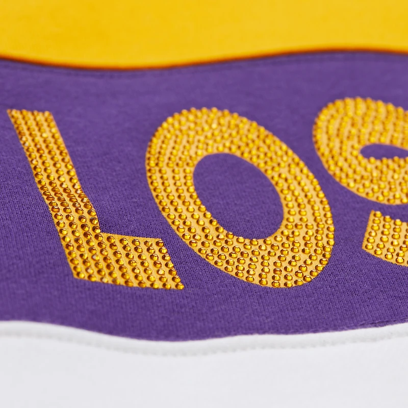 Women's Mitchell & Ness x DANNIJO Gold/Purple Los Angeles Lakers Blocked Pullover Sweatshirt
