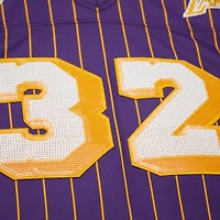 Women's Mitchell & Ness x DANNIJO Magic Johnson Purple Los Angeles Lakers Cropped Football Fashion Jersey
