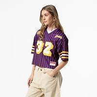 Women's Mitchell & Ness x DANNIJO Magic Johnson Purple Los Angeles Lakers Cropped Football Fashion Jersey
