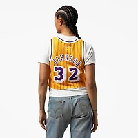 Women's Mitchell & Ness x DANNIJO Magic Johnson Yellow Los Angeles Lakers Fashion Cropped Basketball Jersey