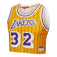 Women's Mitchell & Ness x DANNIJO Magic Johnson Yellow Los Angeles Lakers Fashion Cropped Basketball Jersey
