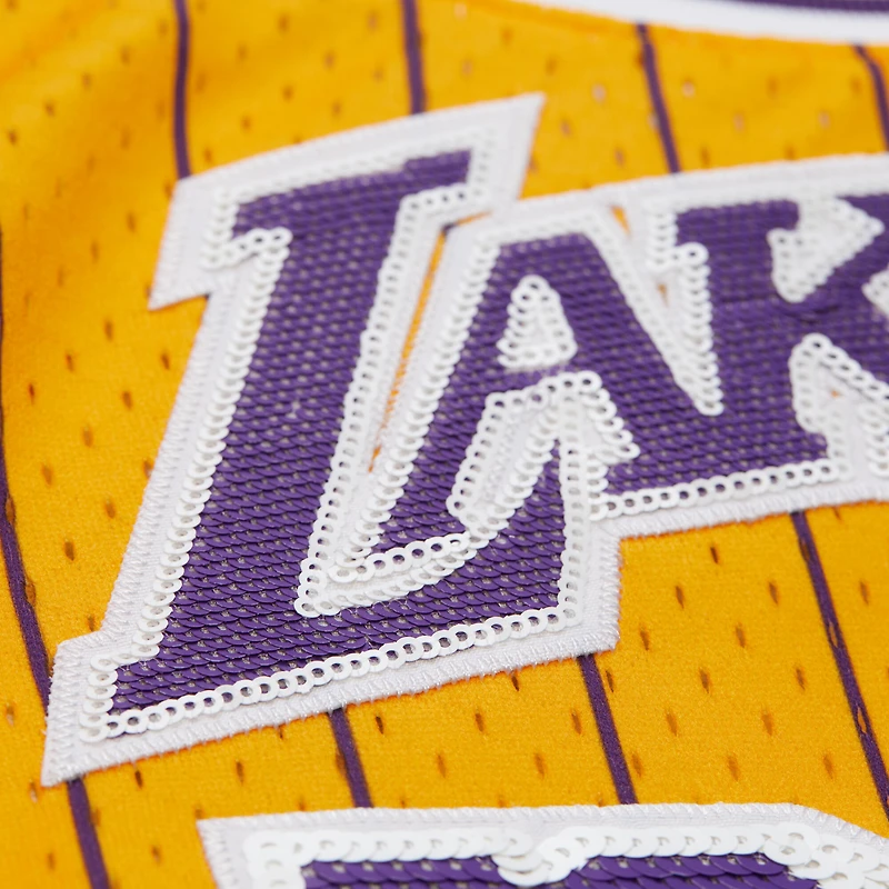 Women's Mitchell & Ness x DANNIJO Magic Johnson Yellow Los Angeles Lakers Fashion Cropped Basketball Jersey