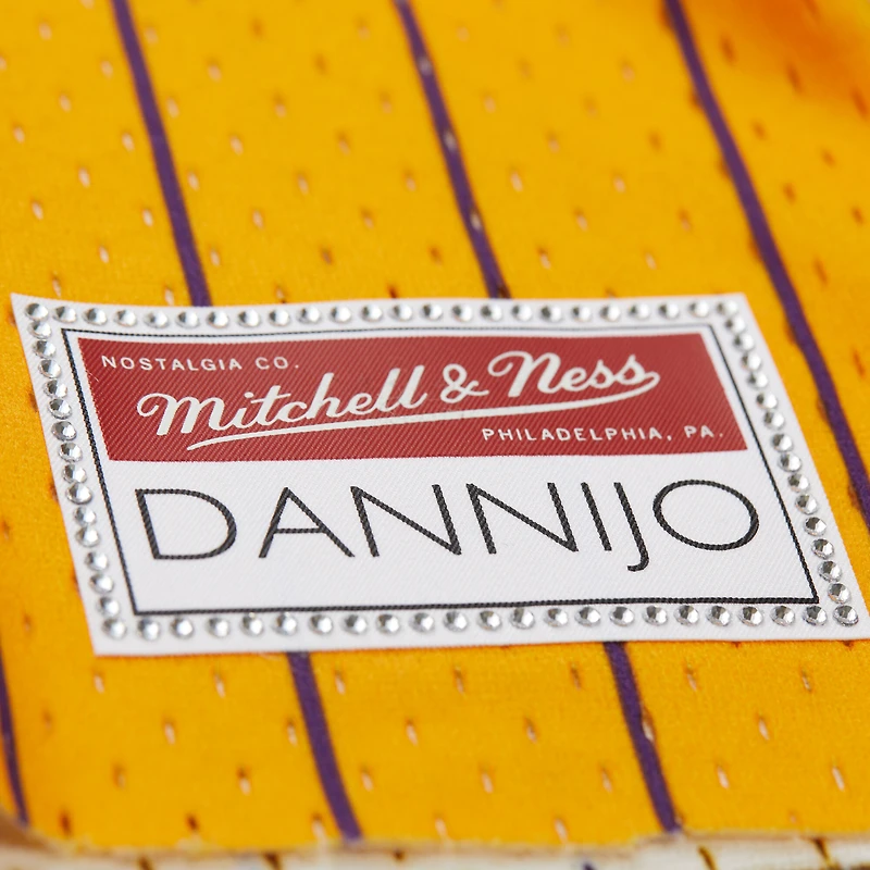 Women's Mitchell & Ness x DANNIJO Magic Johnson Yellow Los Angeles Lakers Fashion Cropped Basketball Jersey