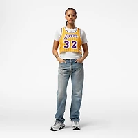 Women's Mitchell & Ness x DANNIJO Magic Johnson Yellow Los Angeles Lakers Fashion Cropped Basketball Jersey