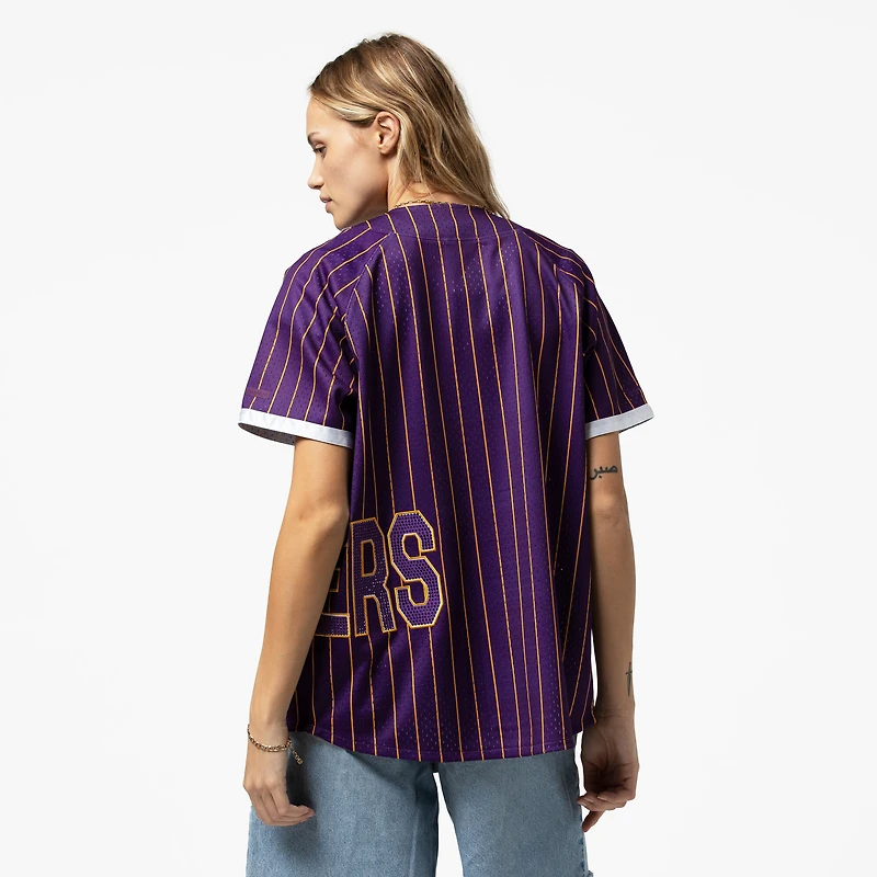 Women's Mitchell & Ness x DANNIJO Purple Los Angeles Lakers Fashion Baseball Jersey