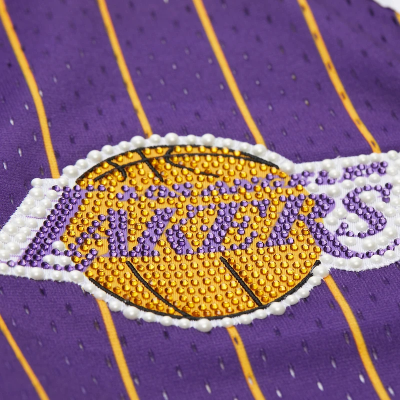 Maillot de baseball violet Mitchell & Ness x DANNIJO pour femme, modèle tendance des Los Angeles Lakers