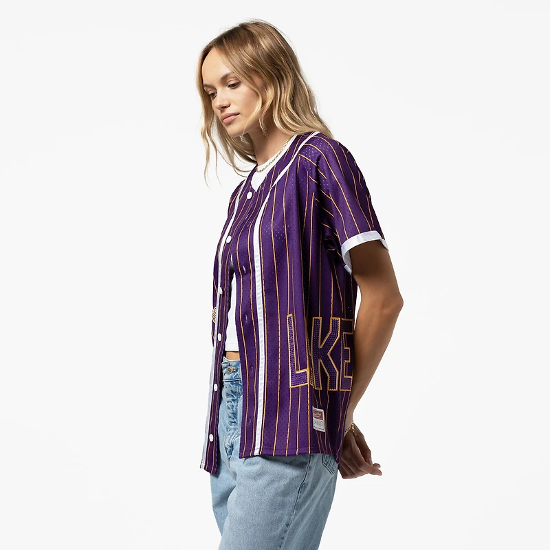 Women's Mitchell & Ness x DANNIJO Purple Los Angeles Lakers Fashion Baseball Jersey