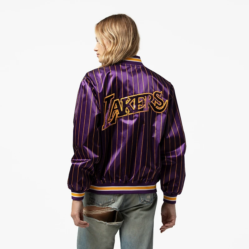 Women's Mitchell & Ness x DANNIJO  Purple Los Angeles Lakers Satin Full-Snap Jacket