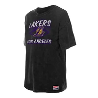 T-shirt oversize noir Los Angeles Lakers Throwback Mineral Wash pour femme de New Era