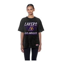 T-shirt oversize noir Los Angeles Lakers Throwback Mineral Wash pour femme de New Era