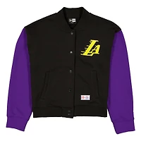 Veste polaire New Era violette et noire pour femme, édition City 2025/26 des Los Angeles Lakers, fermeture à boutons-pression.