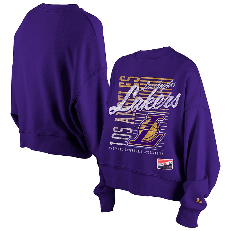 Sweat-shirt violet New Era Los Angeles Lakers Boxy Throwback Mineral Wash pour femme