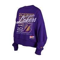 Women's New Era Purple Los Angeles Lakers Boxy Throwback Mineral Wash Sweatshirt