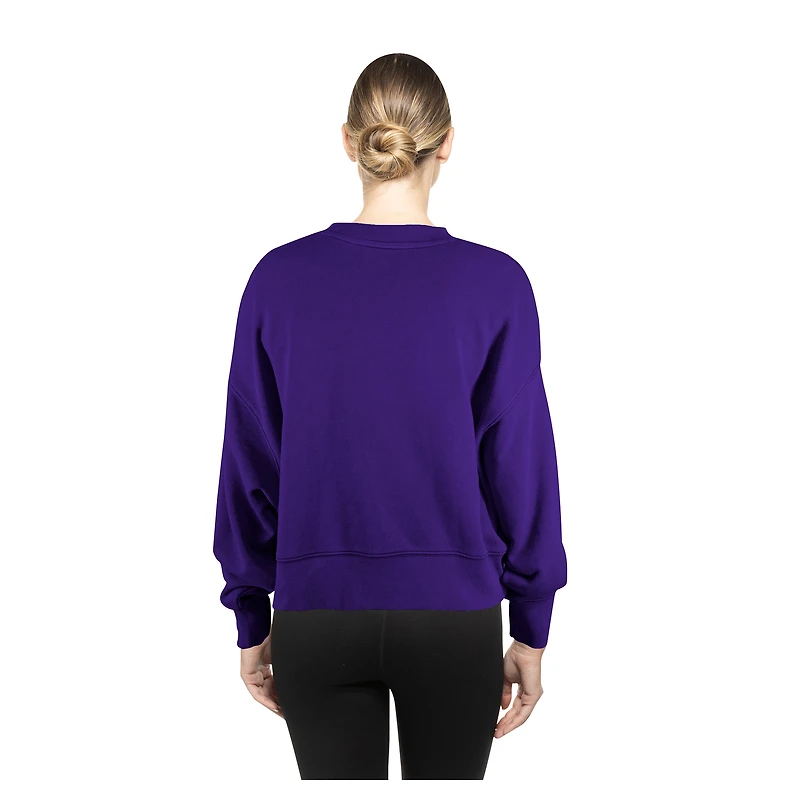 Women's New Era Purple Los Angeles Lakers Boxy Throwback Mineral Wash Sweatshirt