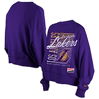 Women's New Era Purple Los Angeles Lakers Boxy Throwback Mineral Wash Sweatshirt