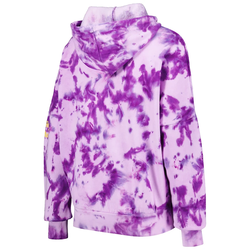 Pull à capuche et tie-dye en coton brossé Los Angeles Lakers New Era violet pour femme