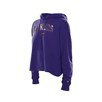 Sweat à capuche violet New Era pour femme Los Angeles Lakers Glam Game dos ouvert