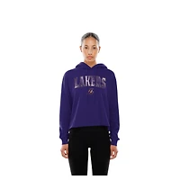 Sweat à capuche violet New Era pour femme Los Angeles Lakers Glam Game dos ouvert