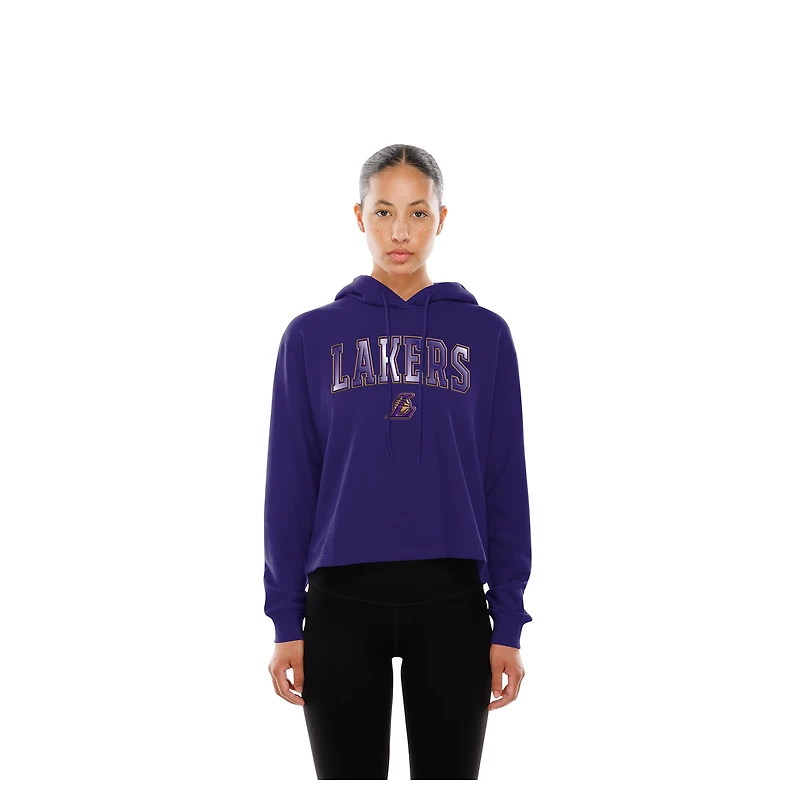 Women's New Era Purple Los Angeles Lakers Glam Game Open Back Hoodie