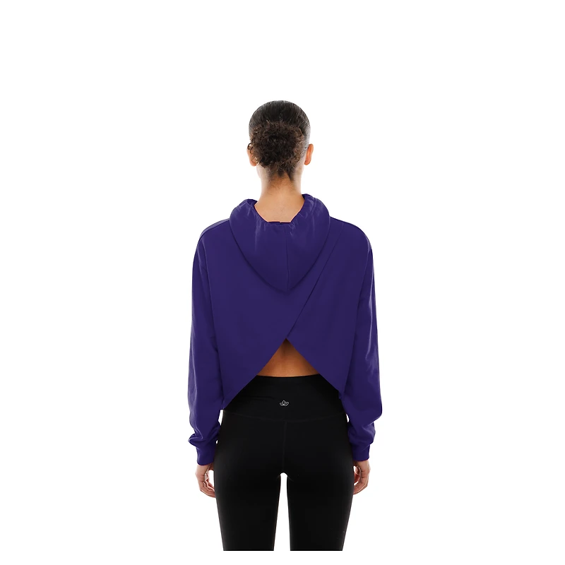 Sweat à capuche violet New Era pour femme Los Angeles Lakers Glam Game dos ouvert