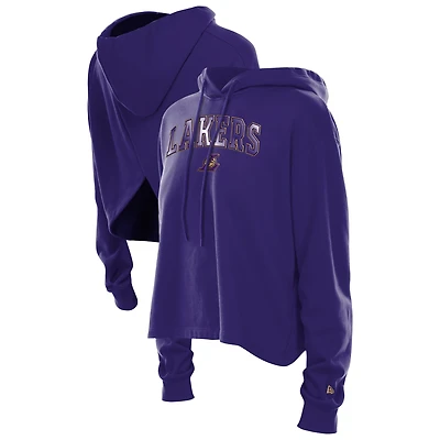 Sweat à capuche violet New Era pour femme Los Angeles Lakers Glam Game dos ouvert