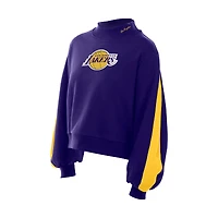 Sweat-shirt violet à manches ballon New Era pour femme Los Angeles Lakers Sport Night