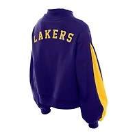 Women's New Era Purple Los Angeles Lakers Sport Night Balloon Sleeves Sweatshirt