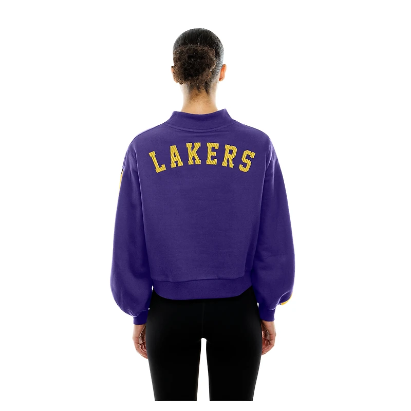 Women's New Era Purple Los Angeles Lakers Sport Night Balloon Sleeves Sweatshirt