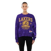 Women's New Era  Purple Los Angeles Lakers Throwback Collection Mineral Wash Crewneck Sweatshirt