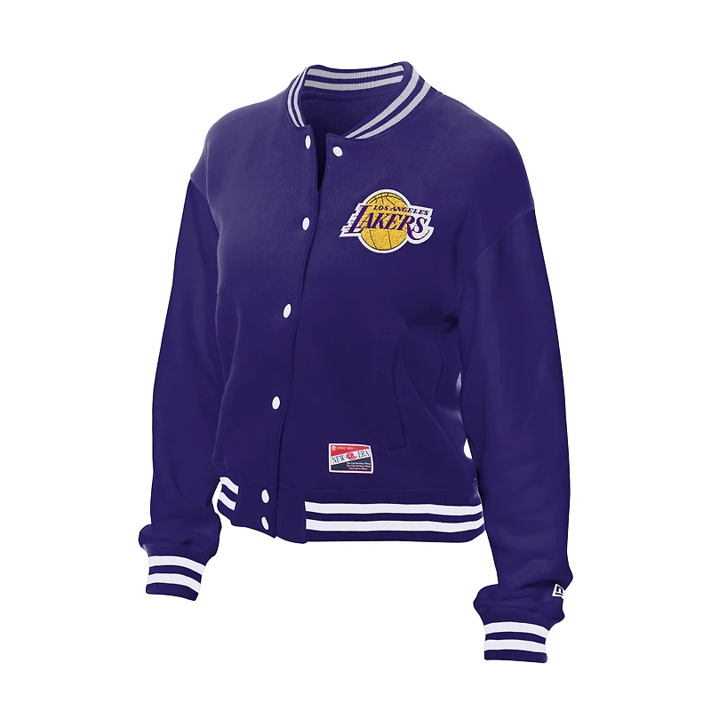 Veste à boutons-pression New Era violette pour femme Los Angeles Lakers Throwback