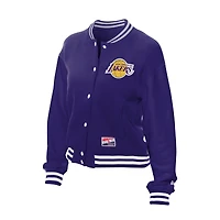 Veste à boutons-pression New Era violette pour femme Los Angeles Lakers Throwback