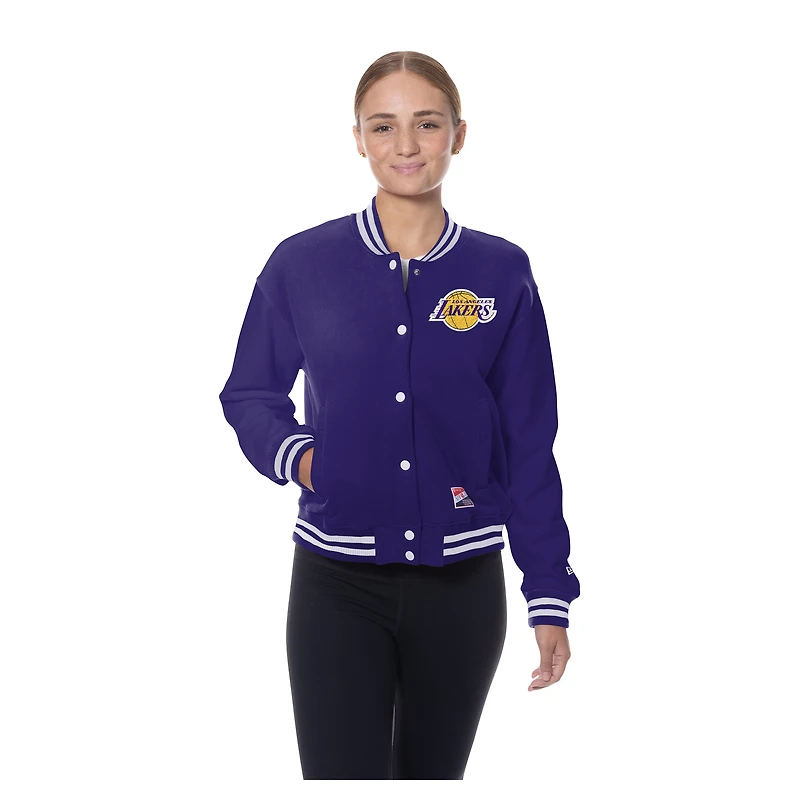 Veste à boutons-pression New Era violette pour femme Los Angeles Lakers Throwback