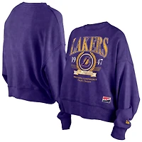 Sweat-shirt oversize violet à imprimé rétro des Los Angeles Lakers de New Era pour femme, coupe boxy et délavé aux enzymes