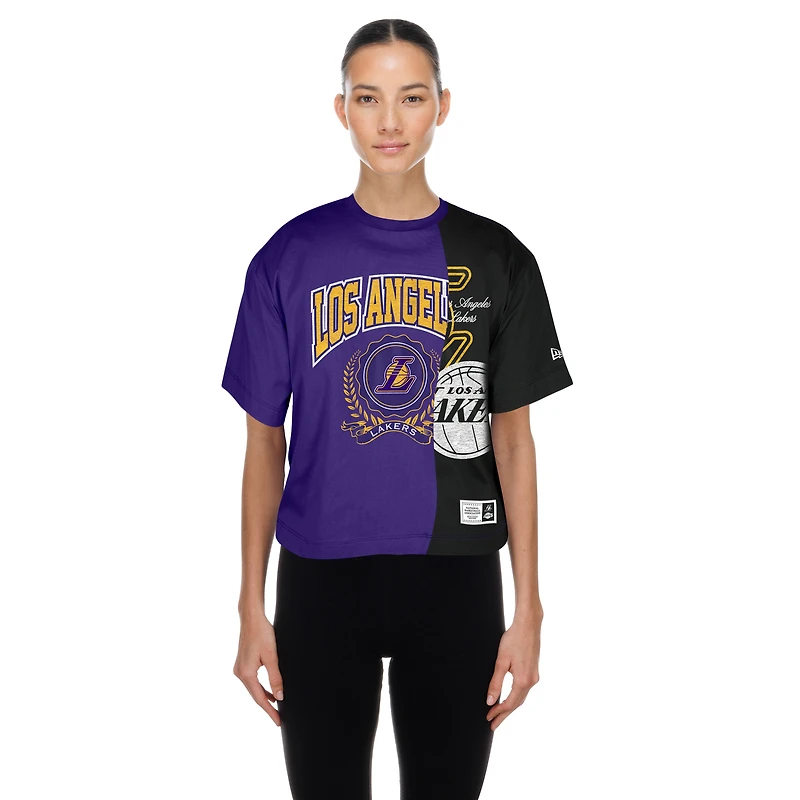 T-shirt court violet recyclé à imprimé Los Angeles Lakers New Era pour femme