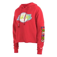 Sweat à capuche court rouge Los Angeles Lakers Color Pack New Era pour femme