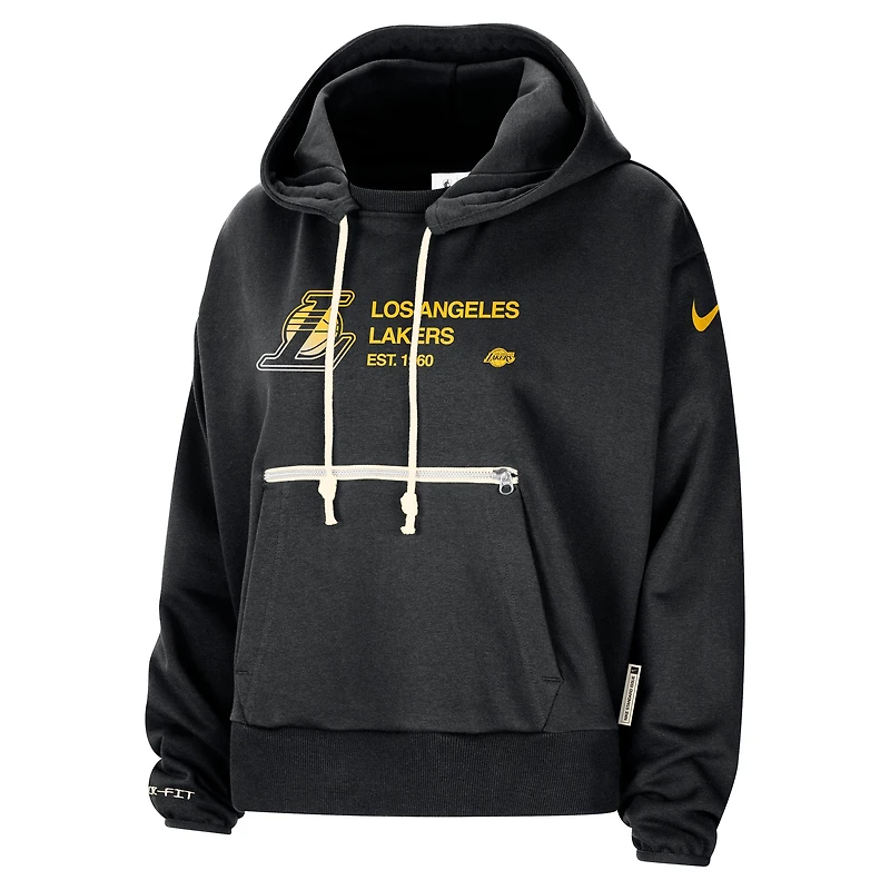 Women's Nike Black Los Angeles Lakers Courtside Standard Issue Performance Pullover Hoodie