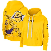 Women's Nike Gold Los Angeles Lakers Courtside Team Cropped Pullover Hoodie