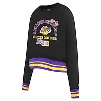 Women's Pro Standard Black Los Angeles Lakers Area Code Cropped Pullover Sweatshirt