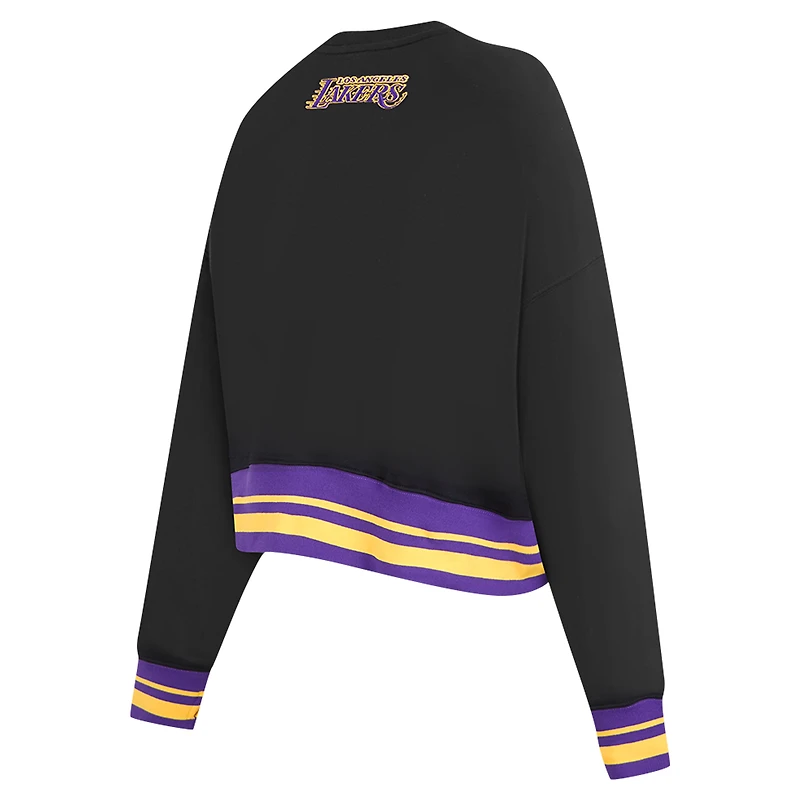 Women's Pro Standard Black Los Angeles Lakers Area Code Cropped Pullover Sweatshirt
