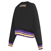 Women's Pro Standard Black Los Angeles Lakers Area Code Cropped Pullover Sweatshirt