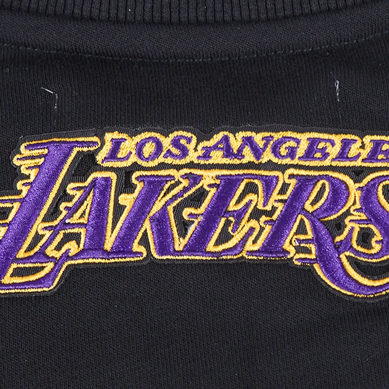 Women's Pro Standard Black Los Angeles Lakers Area Code Cropped Pullover Sweatshirt